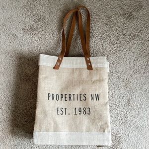 Apolis Global Citizen Leather and Burlap Farmers Market Tote Bag